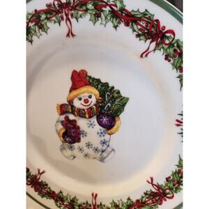 Retired Christopher Radko Holiday Snowman Christmas Tree Salad Plate New